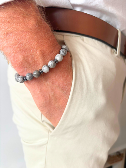 Bracelet MILO Jaspe Picasso & Hématite