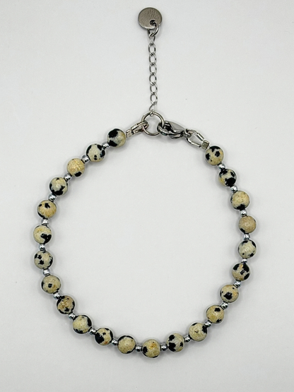 Bracelet CLEA Jaspe Dalmatien - Doré/Argenté